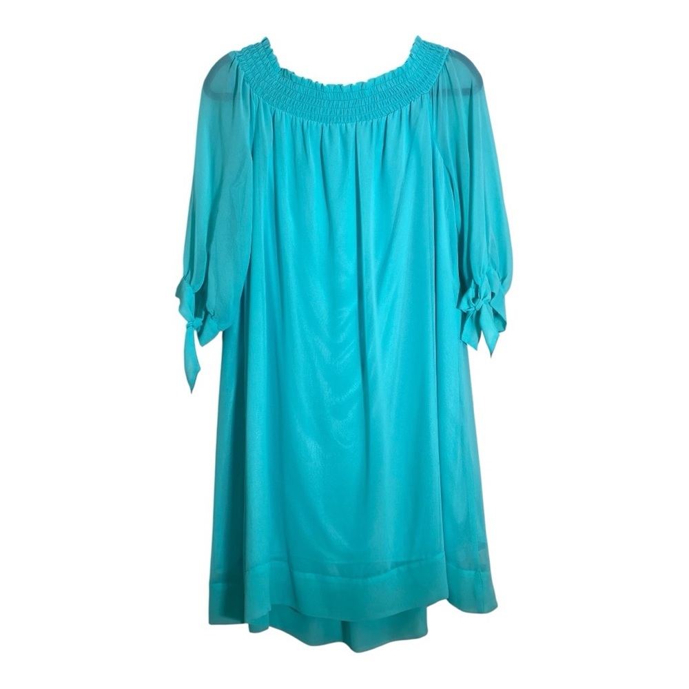New York & Company Blue Smocked Midi Dress - Picture 13 of 14
